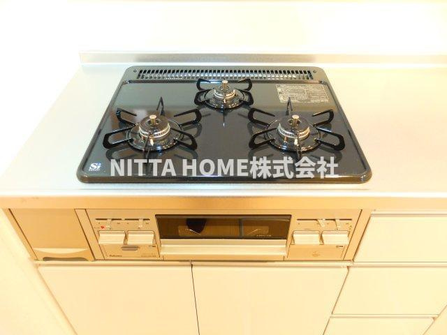 ツバメのキッチン|３口ガスコンロ＆グリル付き◆