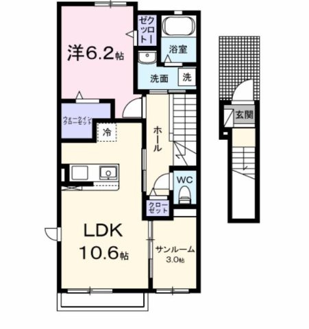【間取り】 | 仲介手数料0円！初期費用最安！レディ・バグⅡ