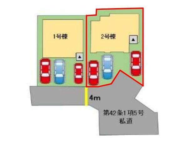 明磧町1丁目3期2号棟の区画図|全体区画図です。