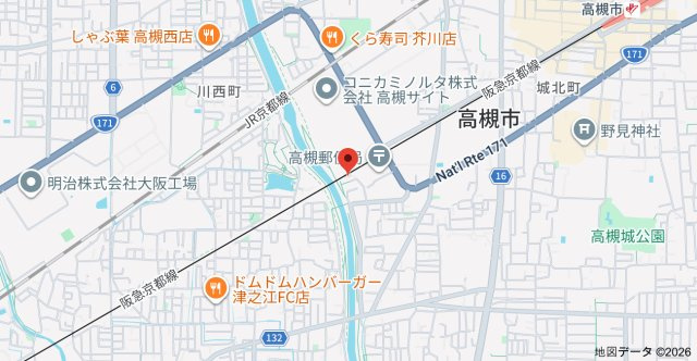 高槻市中川町のアパートの地図