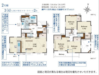 【間取り】 | ブルーミングガーデン宇都宮市清住3丁目　2号棟 | 南向きで陽当たりの良い間取りです