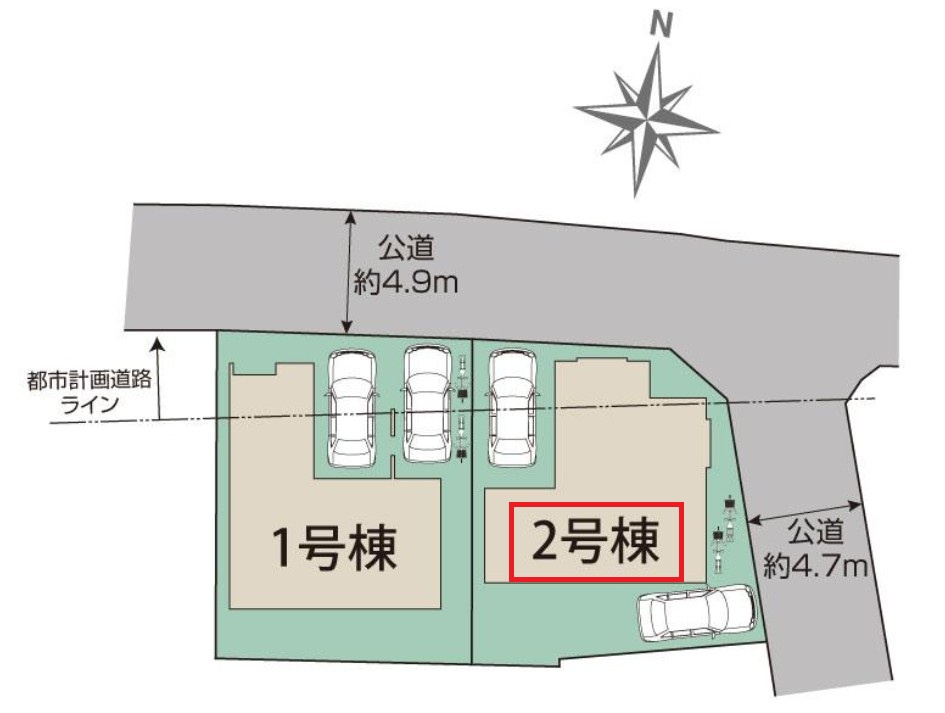 ブルーミングガーデン宇都宮市清住3丁目の区画図|【全2棟】各号棟の詳細については、お気軽にお問い合わせください♪