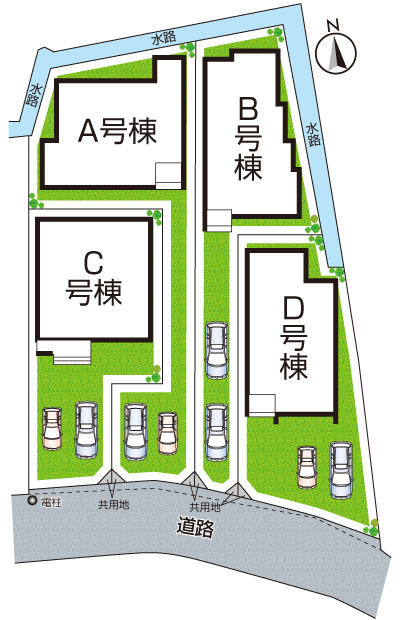八尾市神宮寺　新築一戸建ての区画図|全4棟