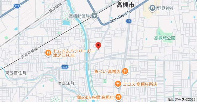 高槻市城西町のアパートの地図