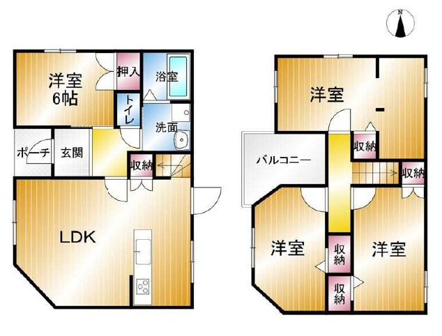 姫路市北平野5丁目　　中古戸建の間取り