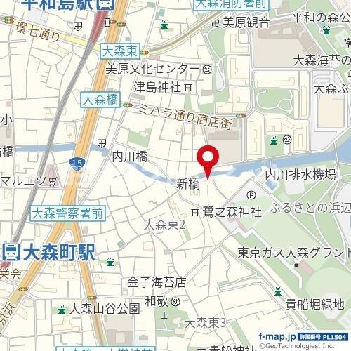 ソルナクレイシア大森Ⅱ【おとり物件なし】#学生・社会人にオススメ！初期費用分割払いOK！の地図