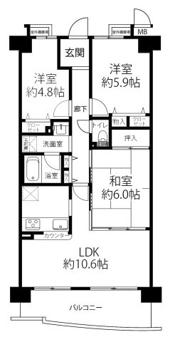 【間取り】 | ディオ・フェルティ丹波橋右芳館