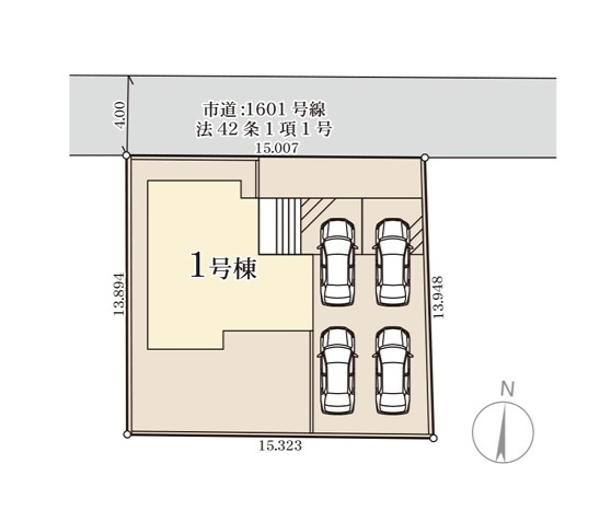 リーブルガーデン  日立市相田町　5期　限定1棟！の区画図|敷地面積約63坪、前面道路幅4.0メートル。駐車4台可能です。