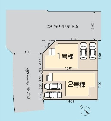 川越市かすみ野新築戸建　の区画図