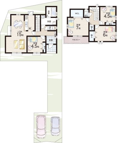 八尾市神宮寺　新築一戸建ての間取り|A号地