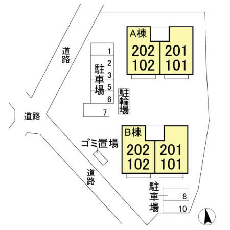 セジュール新八柱　Bの区画図