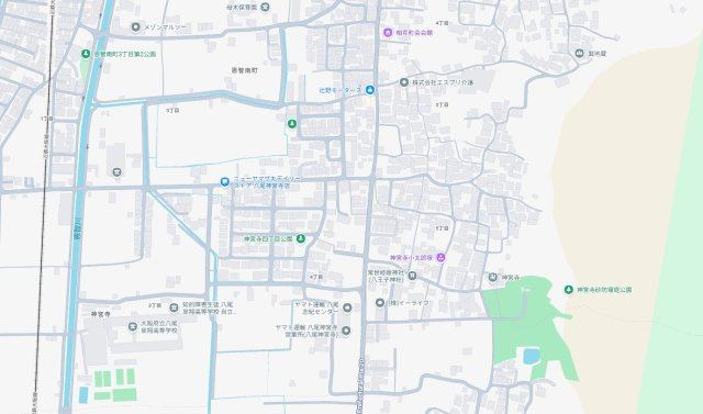 八尾市神宮寺　新築一戸建ての地図