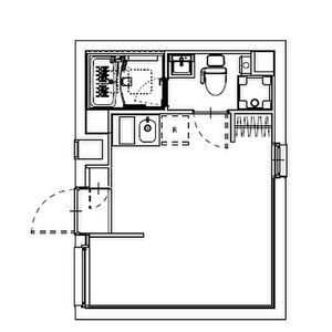 FRC梅屋敷の間取り|南向きの1R洋室8.5帖バストイレ別独立洗面台！