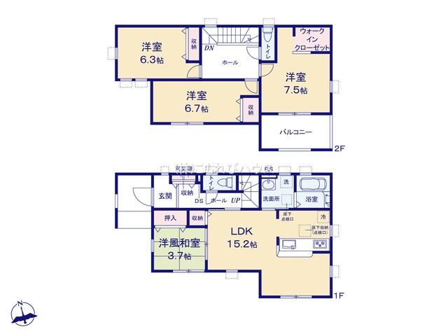 鴻巣松原　3期　新築一戸建て　リーブルガーデン　01の区画図|1号棟