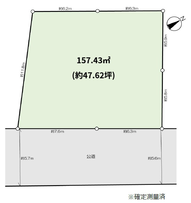 板橋区加賀2丁目　建築条件なし　全2区画の区画図|【建築条件なし売地】一括　敷地 157.43ｍ2　一括購入も是非♪