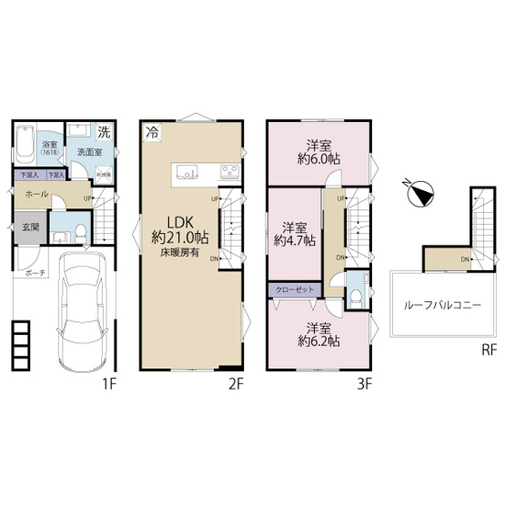 【参考プラン】 | 目黒区下目黒2丁目 | 3階建3LDK＋RB＋車庫、延床面積118.19㎡、参考価格4000万円（税込）