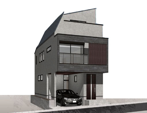 【外観パース】 | 目黒区上目黒5丁目 | C号棟外観パースです。3階建3LDK＋車庫。