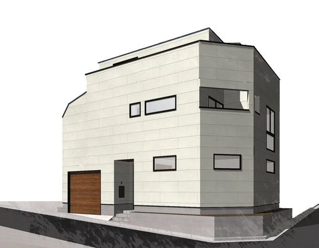 【外観パース】 | 目黒区上目黒5丁目 | B号棟外観パースです。3階建4LDK＋車庫。