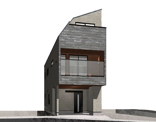 【外観パース】 | 目黒区上目黒5丁目 | A号棟外観パースです。3階建3LDK＋車庫。