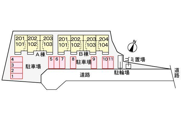 パインヒルズＡの駐車場