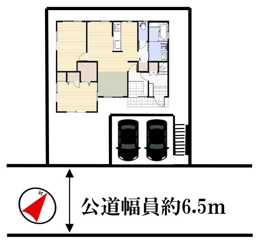 横浜市戸塚区上矢部町　中古戸建【仲介手数料無料】カースペース2台の区画図