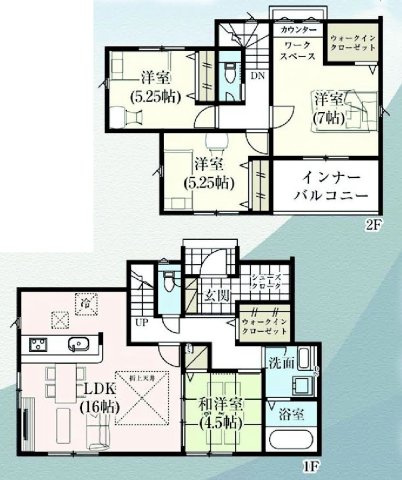 グラファーレ前橋市日吉町　1号棟の間取り|収納充実♪南向きの4LDKで陽当たり良好な間取りです！
土地面積192.32㎡、建物面積106.81㎡で十分な広さです！