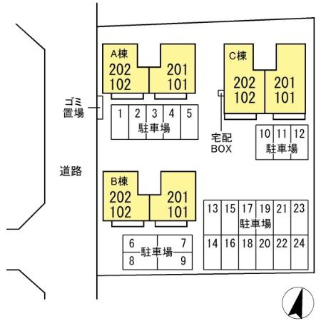 リブェール Ａ･Ｂ･Ｃの区画図