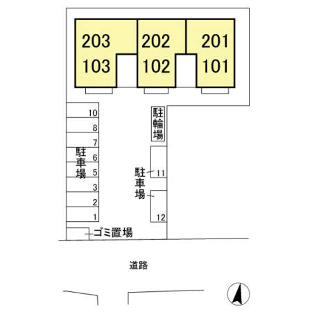 山口コーポの区画図
