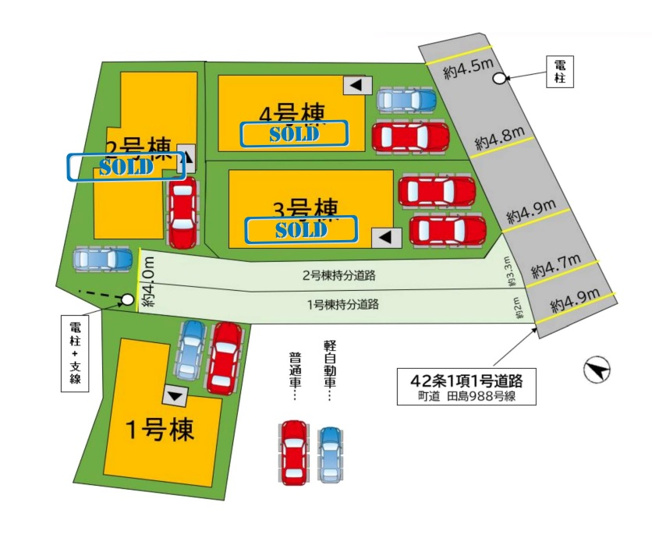 【区画図】 | 福岡市城南区田島3丁目2期　1号棟（全4棟）【仲介手数料無料・0円】 | 区画図です。1号棟