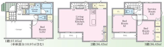 横浜市戸塚区戸塚町 新築戸建て【仲介手数料無料】の間取り