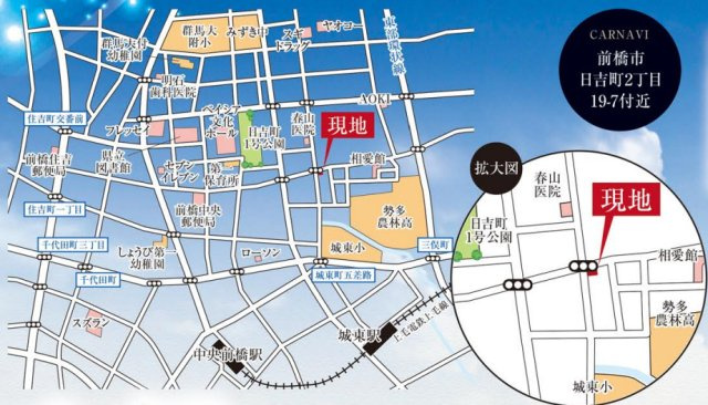 【新築】前橋市日吉町３期　限定１棟　グラファーレ　新築建売の地図