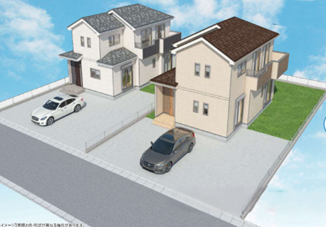 堀町2086番の外観パース|建築中写真です。3月下旬完成予定！！同施工物件のご見学、ご案内可能です～！！