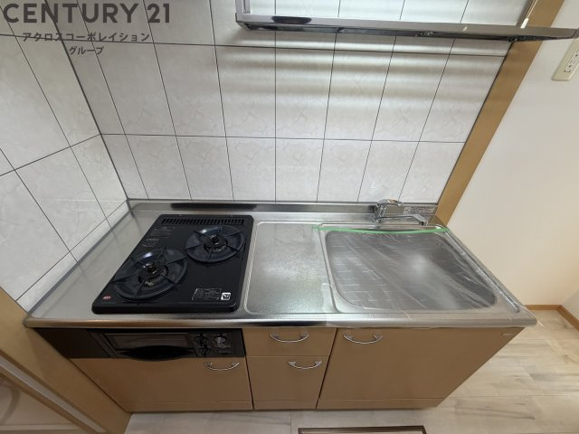 2口ガスコンロ付きのキッチン