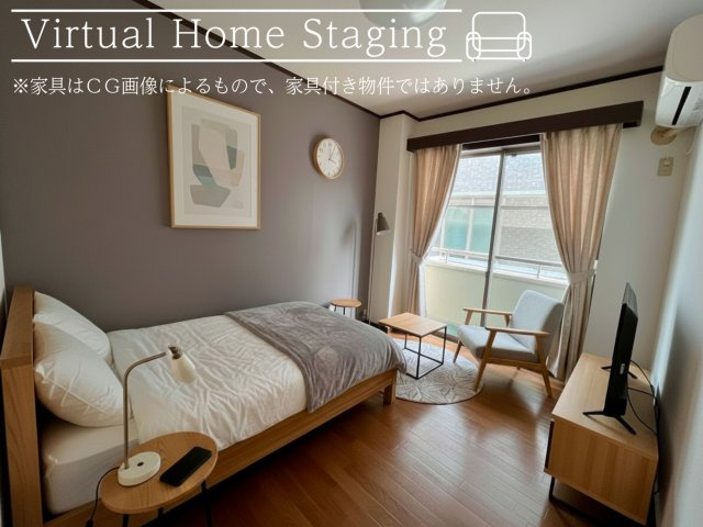 中央ハイツの居間・リビング|6帖洋室　アクセントクロスがございます