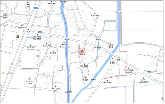 大刀洗鵜木土地の地図