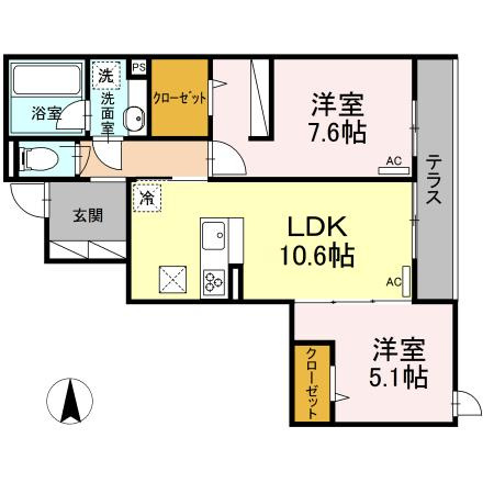 グラサ　旧)D-room緑町2丁目　ディールームミドリチョウの間取り