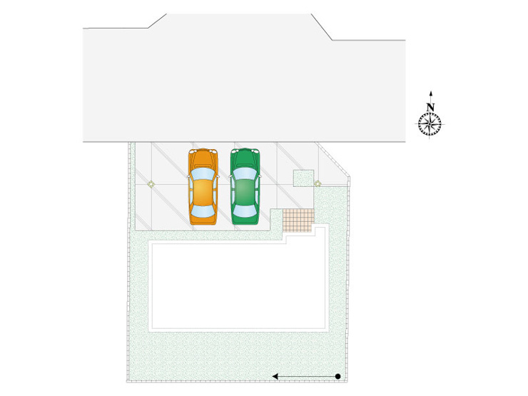 新築　高崎市石原町8区画　2号棟の区画図|2号棟　区画図　北側接道幅員約6ｍ