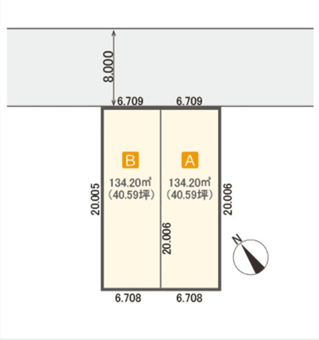 北郷3条4丁目　の区画図