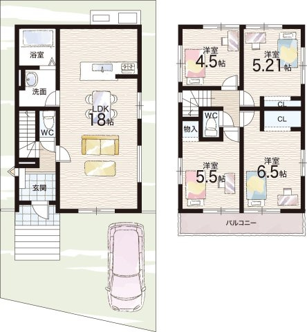 宇治市大久保町上ノ山　第1期　新築一戸建ての間取り|2号地