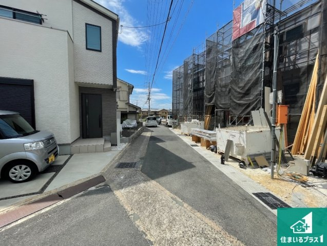 宇治市大久保町上ノ山　第1期　新築一戸建ての前面道路含む現地写真|周辺は落ち着いた街並みの住宅地！子育てがしやすい住環境です！まだ未完成ですが、現地でしかわからない事もございます。是非一度ご覧ください。全3区画