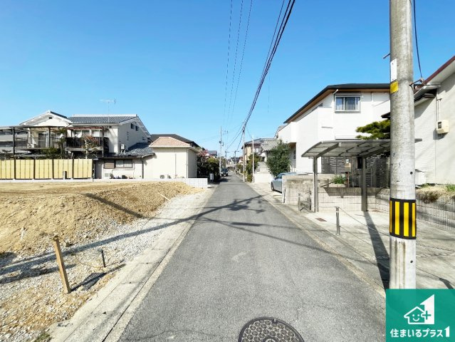 宇治市大久保町上ノ山　第1期　新築一戸建ての前面道路含む現地写真|周辺は落ち着いた街並みの住宅地！子育てがしやすい住環境です！まだ未完成ですが、現地でしかわからない事もございます。是非一度ご覧ください。全3区画
