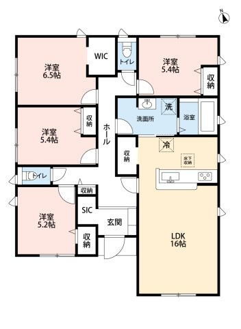 小牧市大字久保一色　新築戸建　１号棟の間取り|お庭付き。シューズインクロークあり。