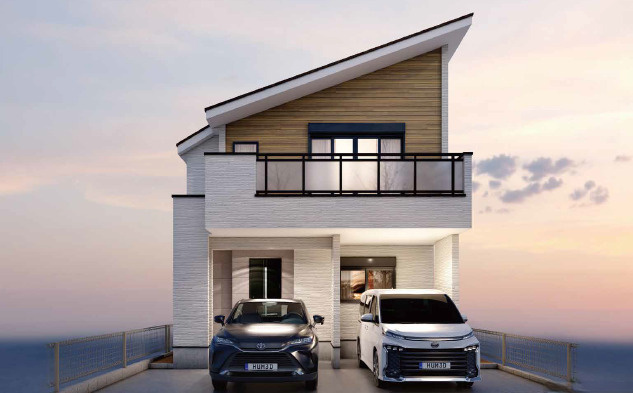 練馬区石神井台5丁目　27.5帖LDK×並列2台駐車　ハイグレード邸宅　限定1棟の外観パース