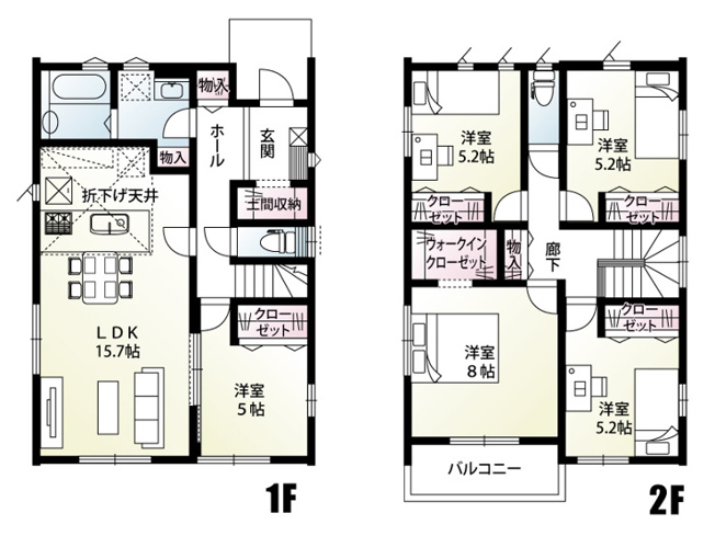 【間取り】 | 新築　高崎市剣崎町 全3区画　1号棟 | 建物面積112.62坪　5LDKの建売住宅！駐車スペース4台以上可能！