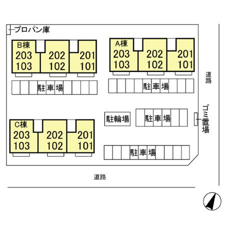 ファミーユつくば ＡＢＣの駐車場