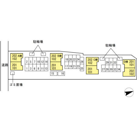 ボヌールＫ B棟の区画図
