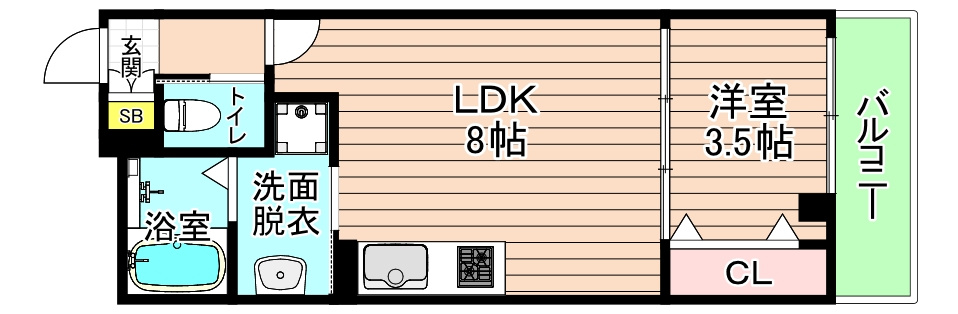 大阪市城東区中浜３丁目の賃貸マンションの間取り