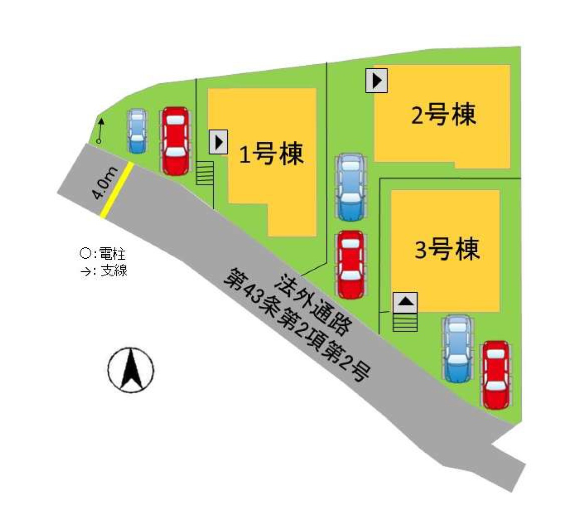 糸島市前原駅南1丁目第3-3棟(3号棟)の区画図|配置図（3号棟）