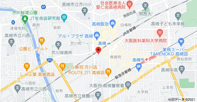 高槻市上田辺町の賃貸マンションの地図