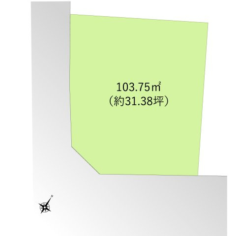 富士見市渡戸３丁目の売地の土地図|ふじみ野駅・鶴瀬駅の２駅利用可能！
31坪以上の角地！南東・南西側道路にて陽当り良好＆開放感のある立地。
建築条件はありません。
資料請求やご見学などお気軽にお問い合わせください。